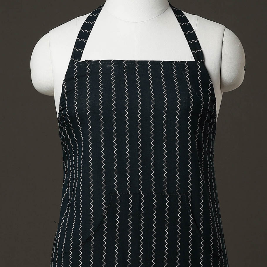 Black Jacquard Weaving Cotton Apron with Pocket 