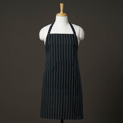 Black Jacquard Weaving Cotton Apron with Pocket 