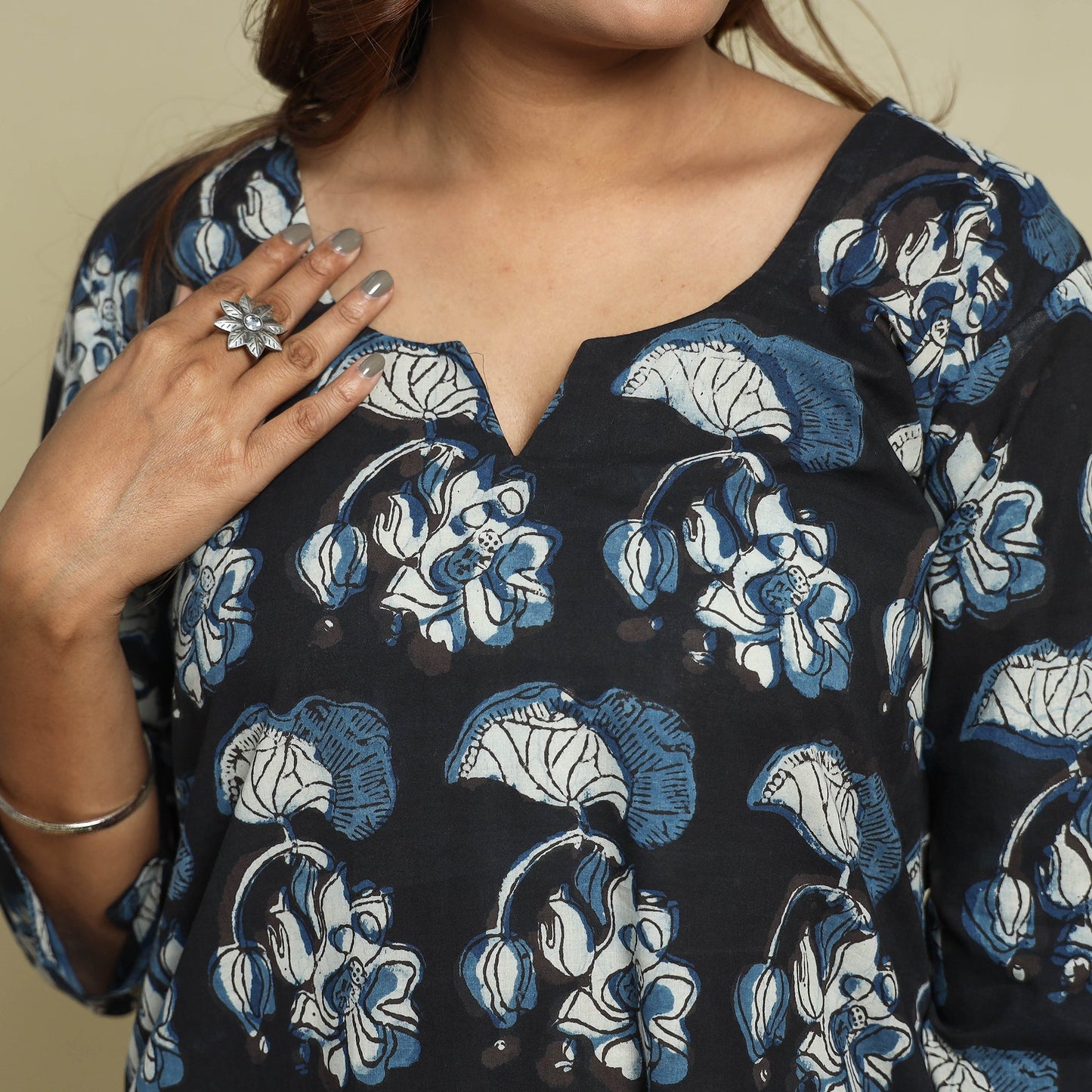 Black - Jahota Block Printed Cotton Straight Kurta