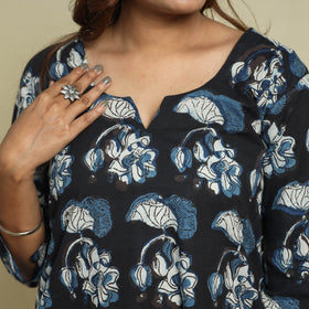 Black - Jahota Block Printed Cotton Straight Kurta