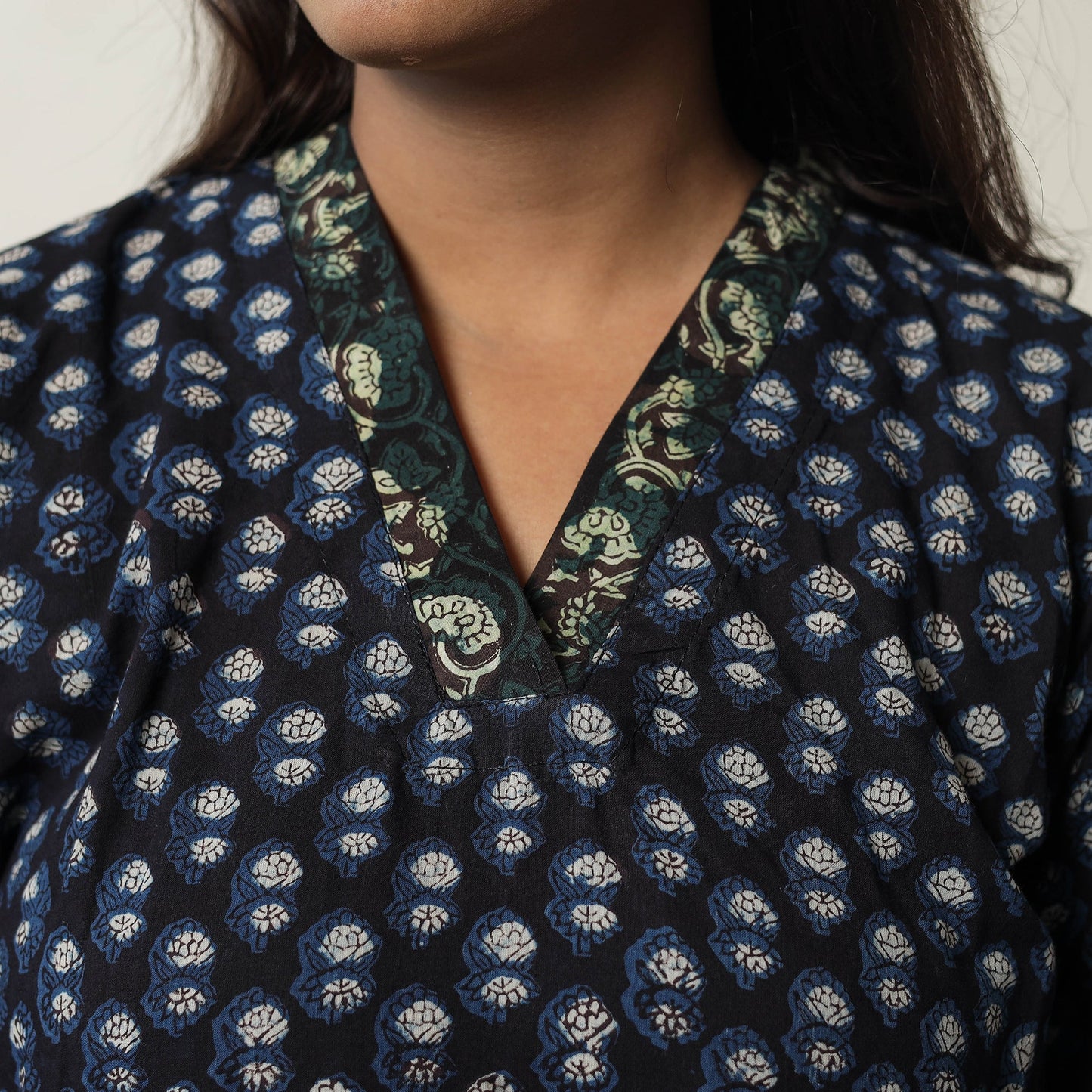 Buy Jahota Block Printed Cotton Straight Kurta for Women