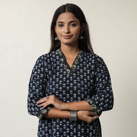 Buy Jahota Block Printed Cotton Straight Kurta for Women