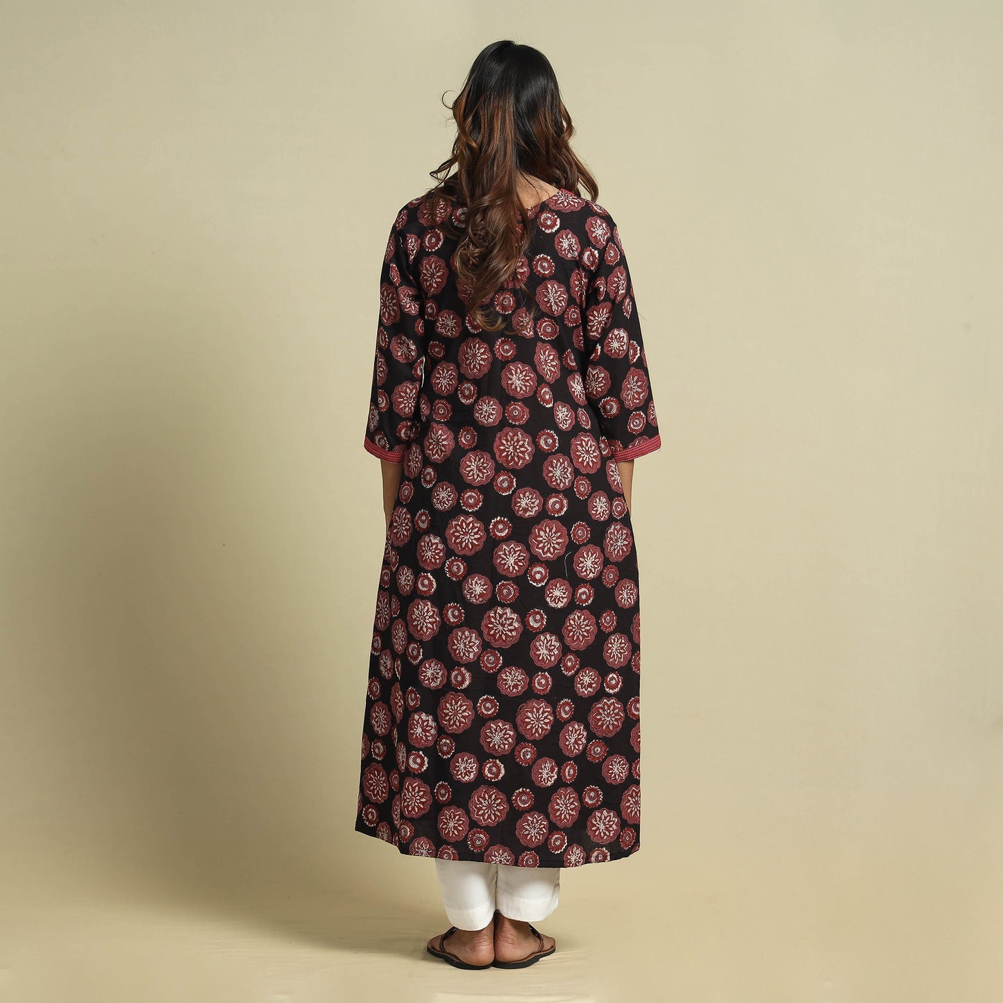 Jahota Block Print Kantha Patchwork Cotton Kurta for Women