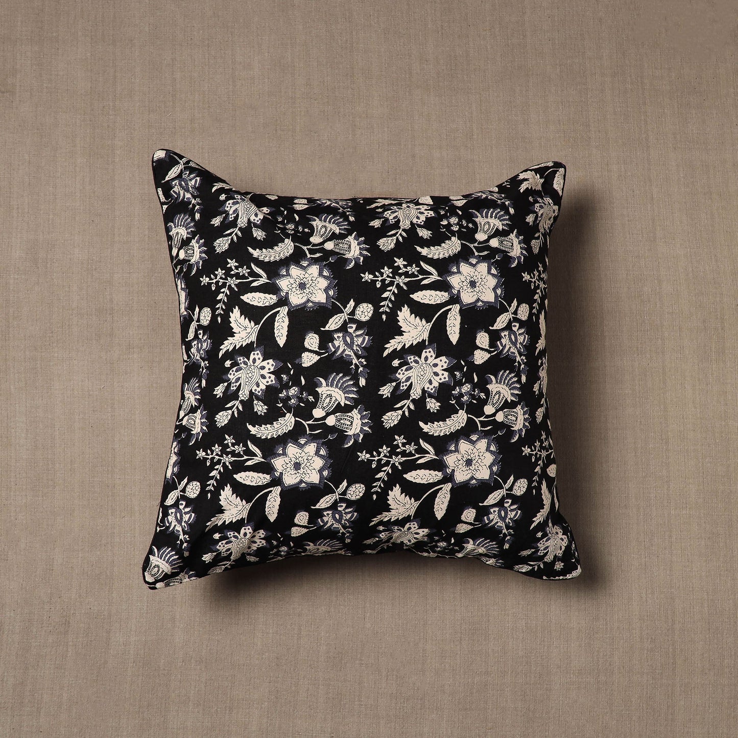 Black - Jaipur Print Cotton Cushion Cover (16 x 16 in) 22