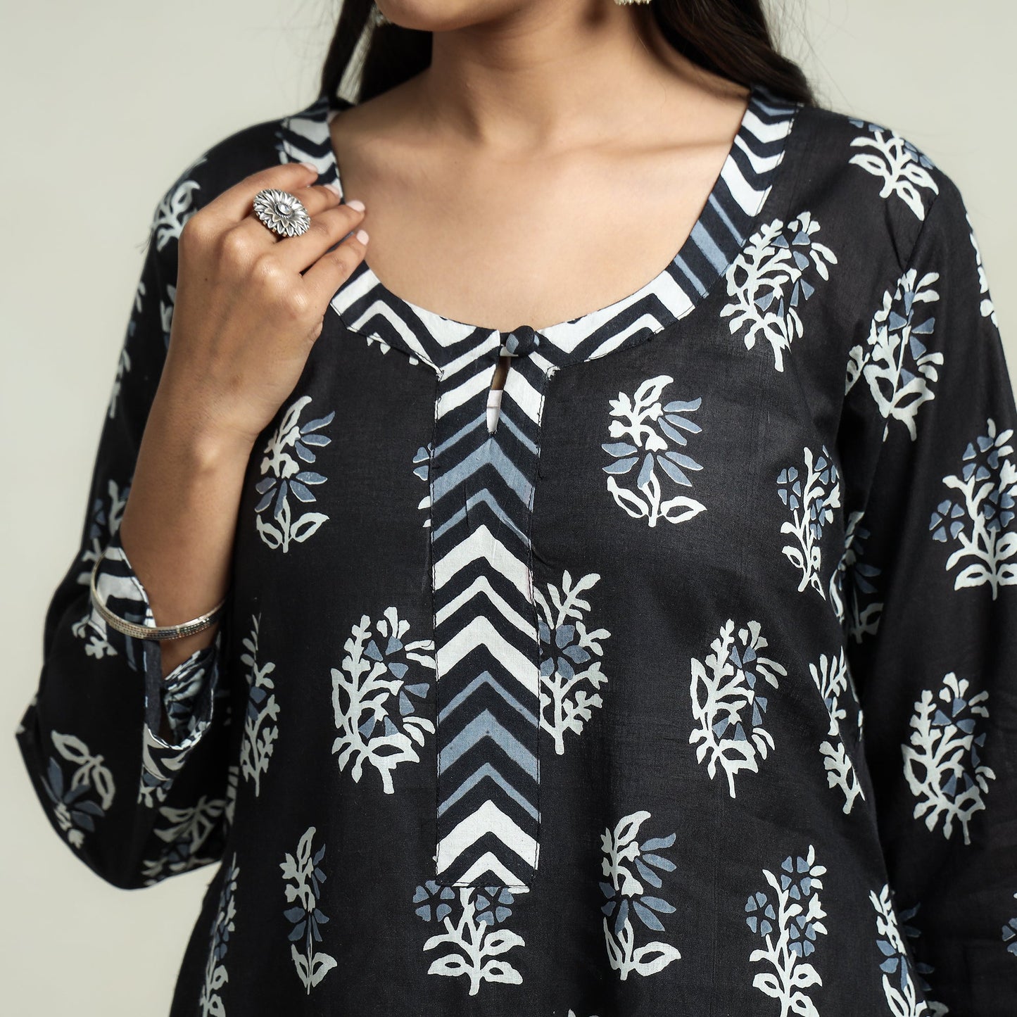 Jaipur Printed Kurta with Palazzo & Dupatta Set
