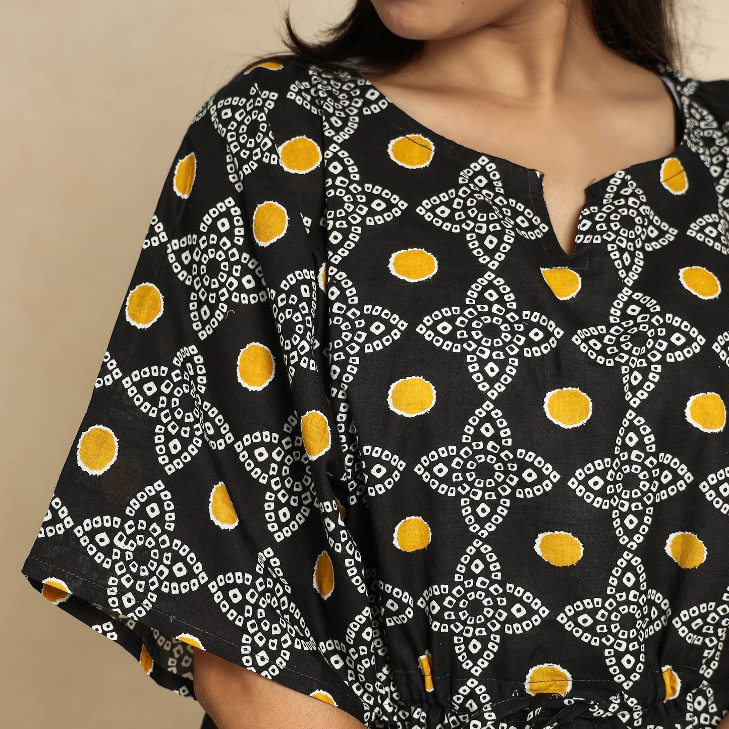  Jaipur Screen Printed Cotton Kaftan & Pyjama Night Suit Set 