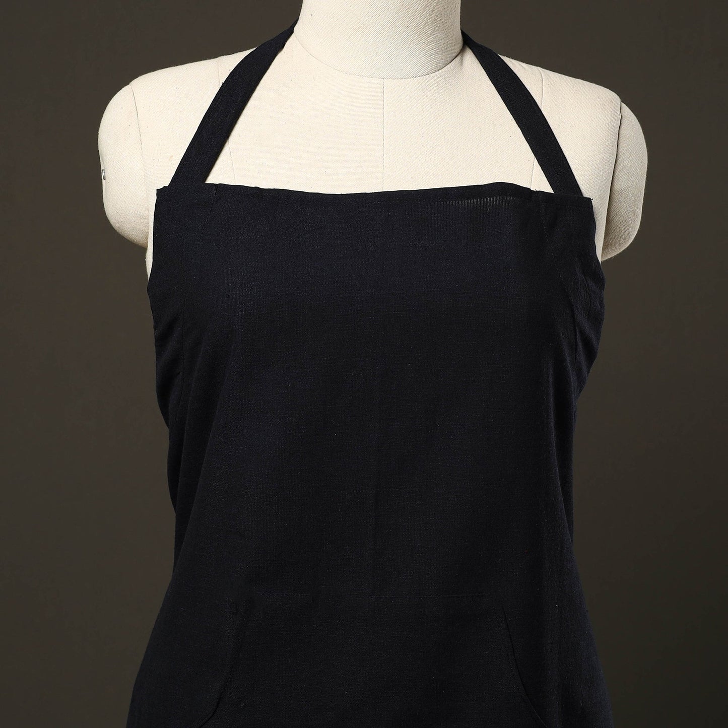 Black - jhiri handloom cotton apron with pocket 22