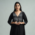 Buy Jhiri Handloom Cotton Ikat Patchwork Long Kurta Online l iTokri.com