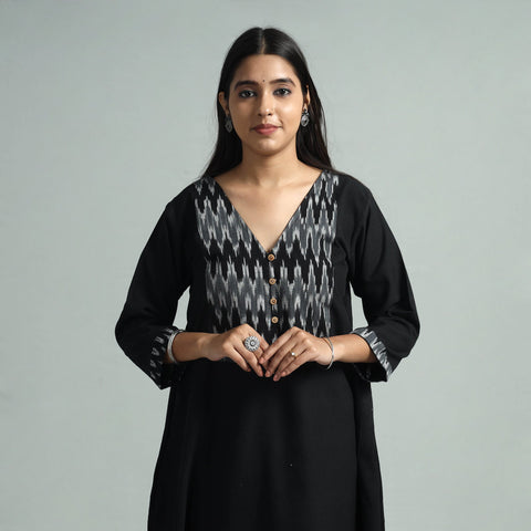 Buy Jhiri Handloom Cotton Ikat Patchwork Long Kurta Online l iTokri.com