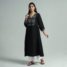 Buy Jhiri Handloom Cotton Ikat Patchwork Long Kurta Online l iTokri.com