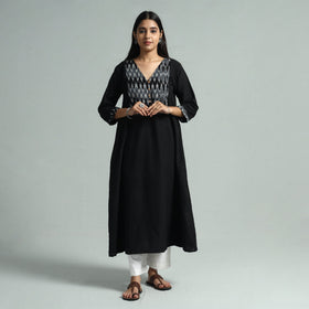 Buy Jhiri Handloom Cotton Ikat Patchwork Long Kurta Online l iTokri.com