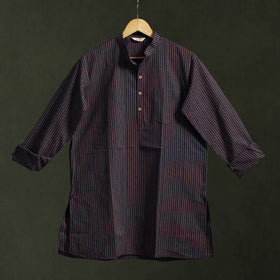 Jhiri handloom cotton short kurta for men 08 - handcrafted