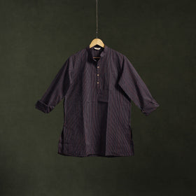 Jhiri handloom cotton short kurta for men 08 - handcrafted