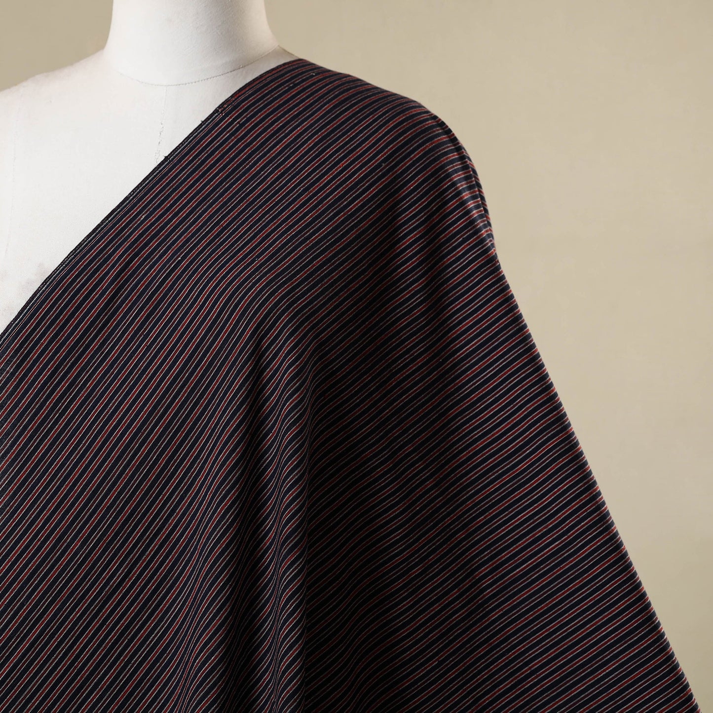 Black - jhiri pure handloom cotton fabric 13 - handcrafted