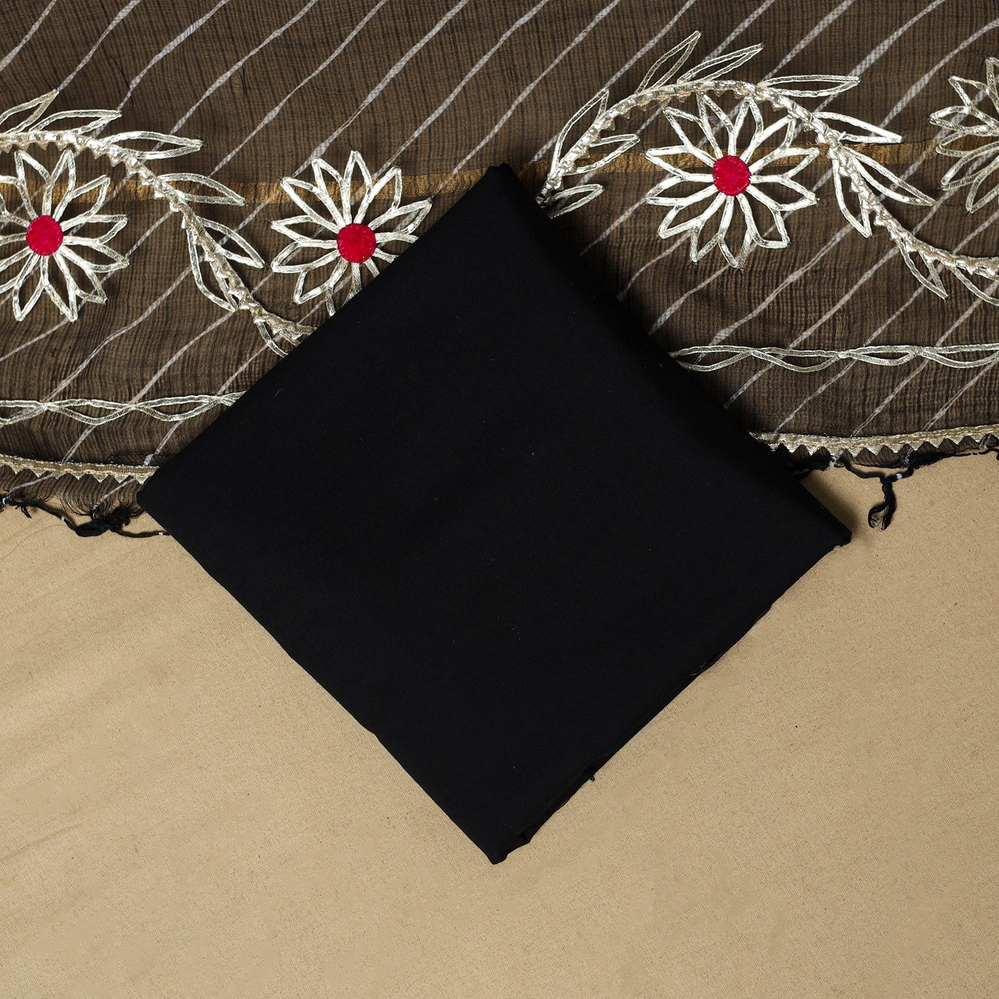 Kacchi gota patti work natural dyed pure cotton 3pc