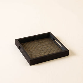 Black Kadam Haat Handmade Bamboo Square Tray (Set of 3)
