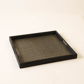 Black Kadam Haat Handmade Bamboo Square Tray (Set of 3)