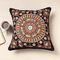 Black Kala Raksha Pakko Hand Embroidery Cotton Cushion Cover