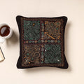 Black Kala Raksha Rabari Bakhiya Hand Embroidery Cotton Cushion Cover