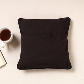 Black Kala Raksha Rabari Bakhiya Hand Embroidery Cotton Cushion Cover