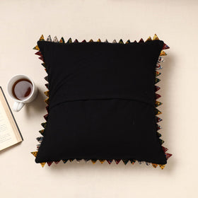 Black Kala Raksha Tagai Work Cotton Cushion Cover