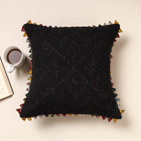 Black Kala Raksha Tagai Work Cotton Cushion Cover
