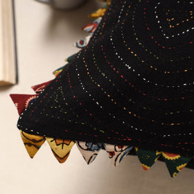 Black Kala Raksha Tagai Work Cotton Cushion Cover