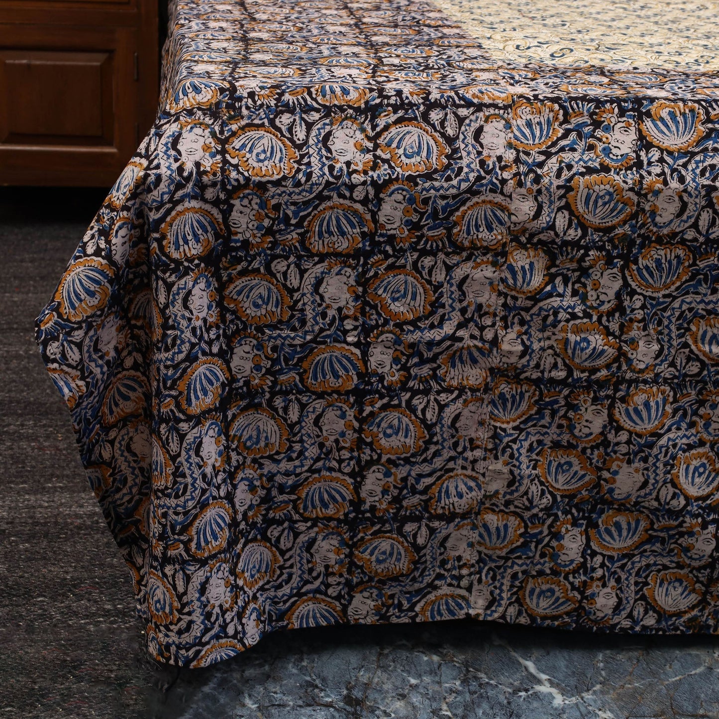 Kalamkari patchwork cotton bedsheet set 27 - handcrafted