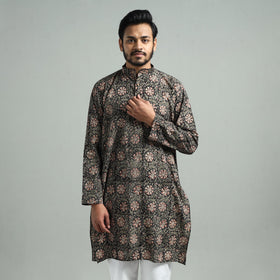 Buy Kalamkari Block Printed Cotton Men Long Kurta Online at iTokri.com