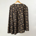 Black - kalamkari printed cotton wrap around skirt 17