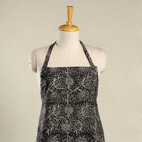 Black Kalamkari Block Print Cotton Apron with Pocket