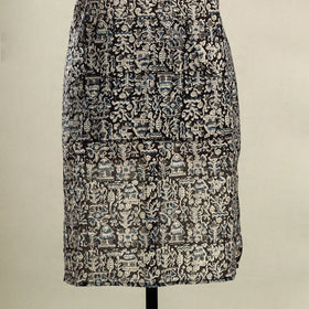 Black Kalamkari Block Print Cotton Apron with Pocket