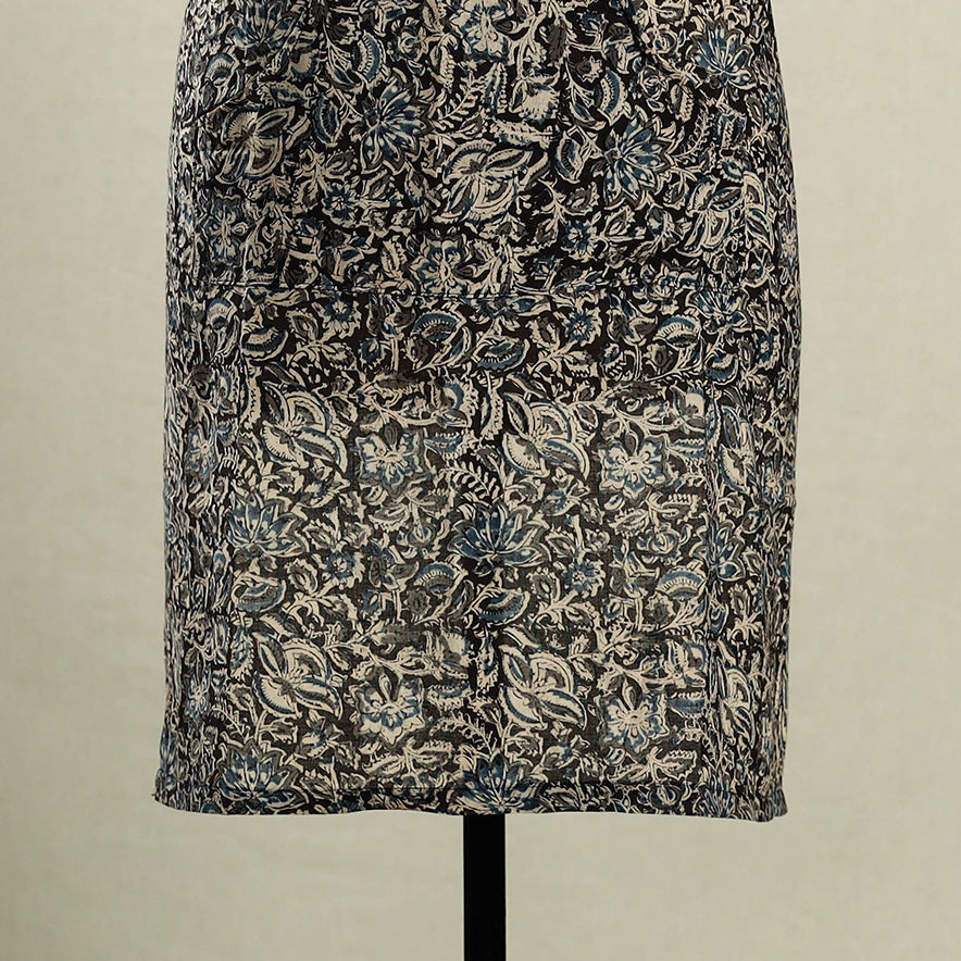 Black Kalamkari Block Print Cotton Apron with Pocket