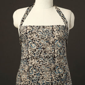 Black - kalamkari cotton apron with pocket 36 - handcrafted