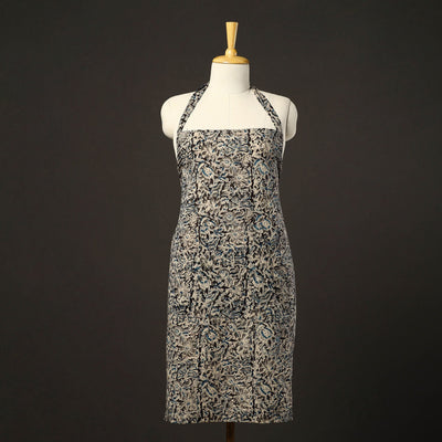 Black - kalamkari cotton apron with pocket 36 - handcrafted