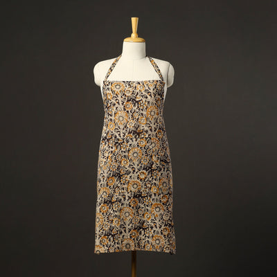 Black - kalamkari cotton apron with pocket 44 - handcrafted