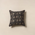 Black - kalamkari cotton cushion cover 01 - handcrafted