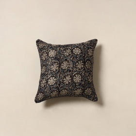 Black - kalamkari cotton cushion cover 01 - handcrafted