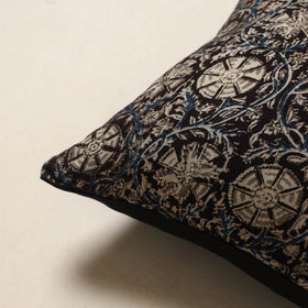 Black - kalamkari cotton cushion cover 01 - handcrafted