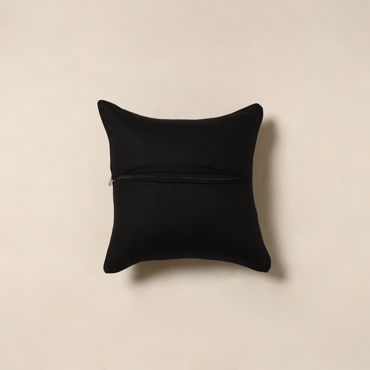 Black - kalamkari cotton cushion cover 01 - handcrafted