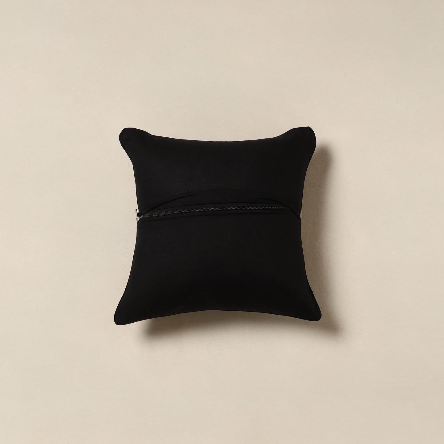 Black - kalamkari cotton cushion cover 02 - handcrafted