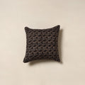 Black - kalamkari cotton cushion cover 02 - handcrafted