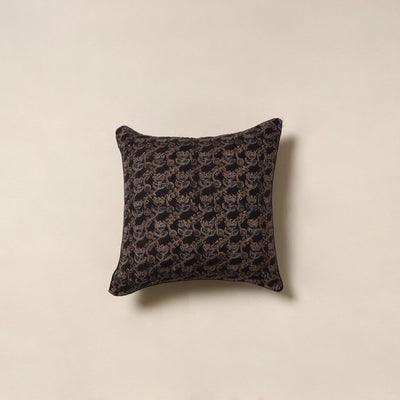 Black - kalamkari cotton cushion cover 02 - handcrafted