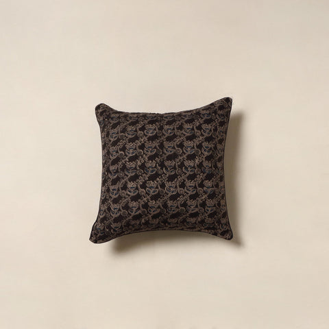 Black - kalamkari cotton cushion cover 02 - handcrafted