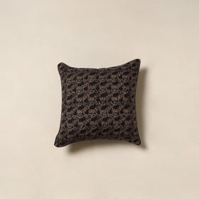Black - kalamkari cotton cushion cover 02 - handcrafted