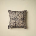 Black Kalamkari Block Print Cotton Cushion Cover