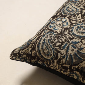 Black - kalamkari cotton cushion cover 05 - handcrafted