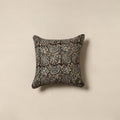 Black - kalamkari cotton cushion cover 05 - handcrafted