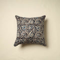 Black Kalamkari Block Print Cotton Cushion Cover
