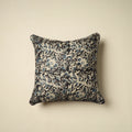 Black Kalamkari Block Print Cotton Cushion Cover